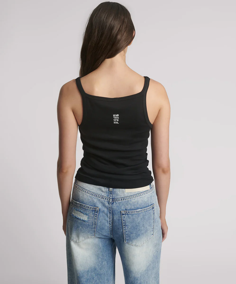 ONE TEASPOON Womens Black One Teaspoon Fine Rib Singlet - Black - Image 6