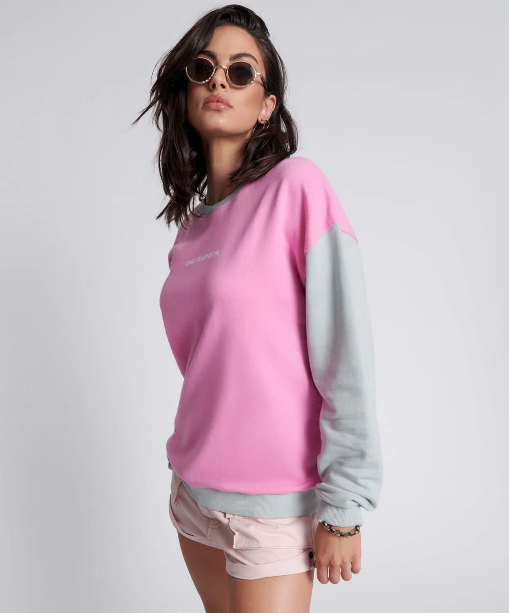 ONE TEASPOON Womens Bleach Unisex Logo Sweater Rose - Image 6