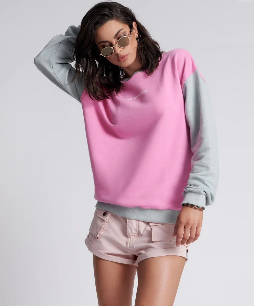 ONE TEASPOON Womens Bleach Unisex Logo Sweater Rose - Image 7