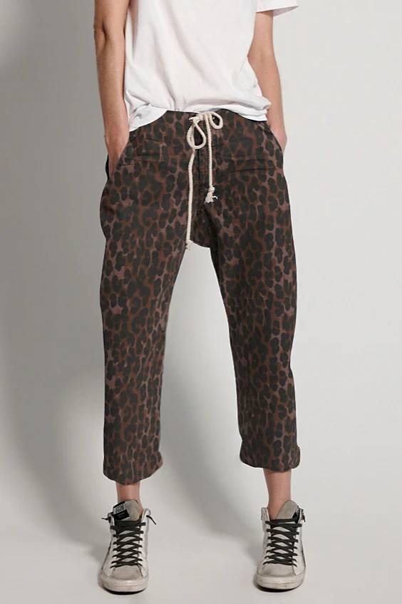 One Teaspoon WOMENS BRONZE LEOPARD SHABBIES DRAWSTRING JEANS - Image 2