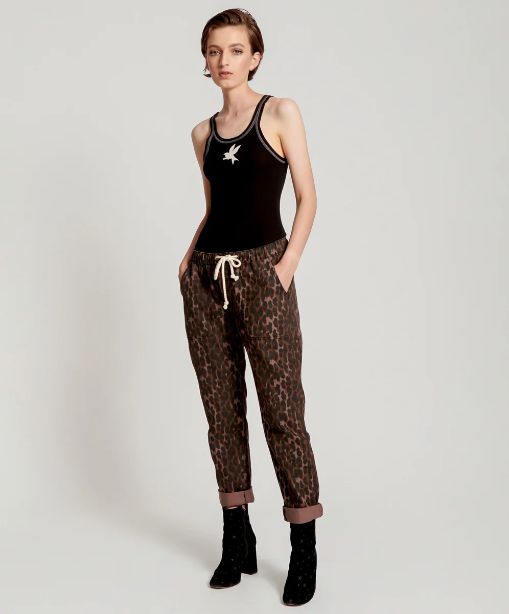 One Teaspoon WOMENS BRONZE LEOPARD SHABBIES DRAWSTRING JEANS - Image 5