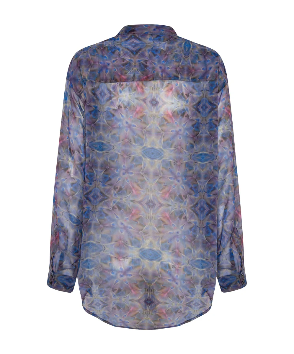 ONE TEASPOON Womens Cymatic Reflections Utility Shirt Blue - Image 6
