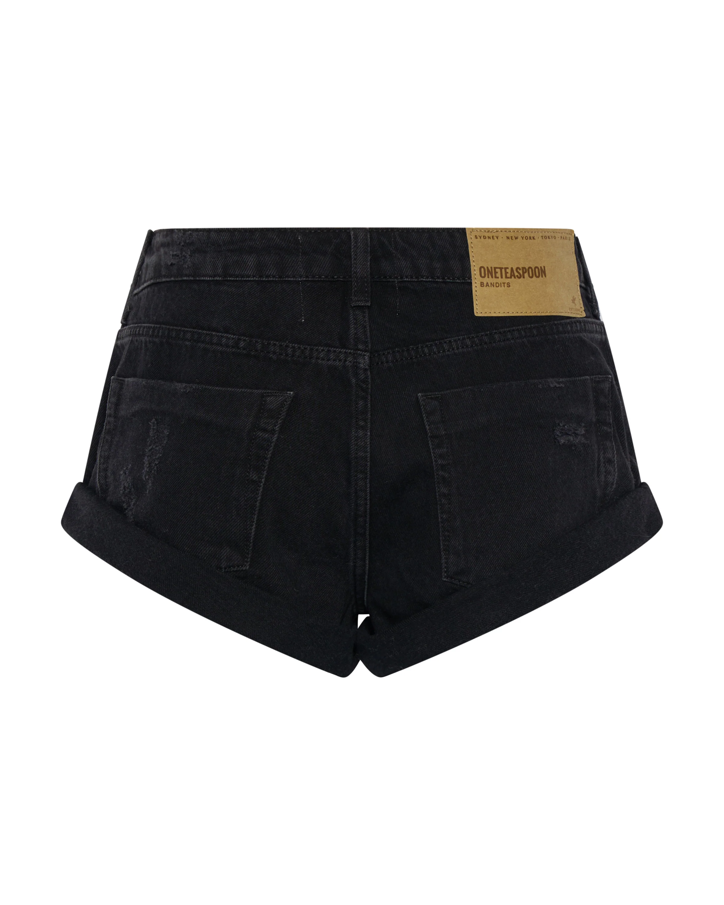 ONE TEASPOON Womens Double Black Bandit Low Waist Denim Shorts - Double Black - Image 9
