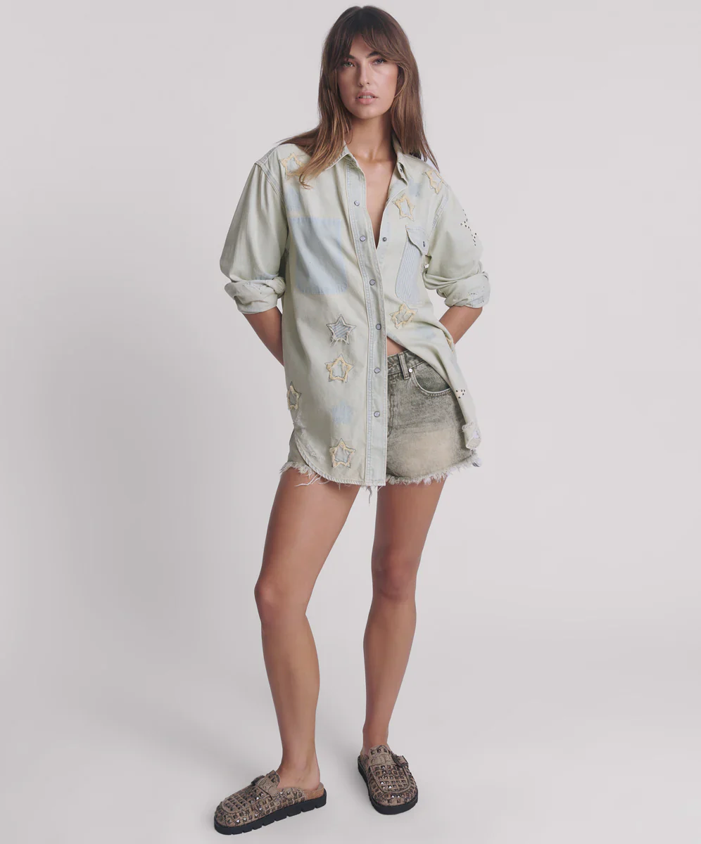 ONE TEASPOON Womens Everyday Denim Shirt - Sundae Star - Image 2