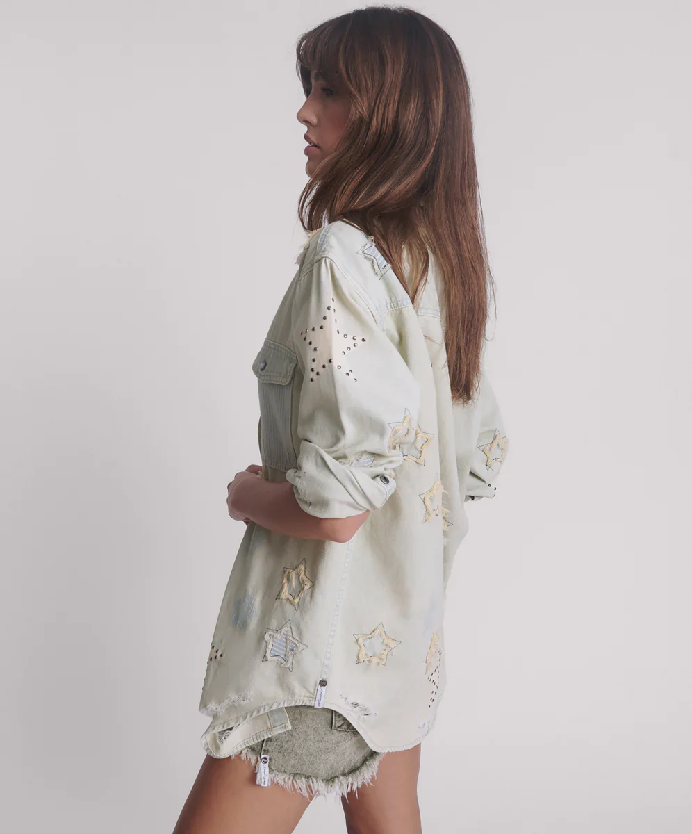 ONE TEASPOON Womens Everyday Denim Shirt - Sundae Star - Image 3