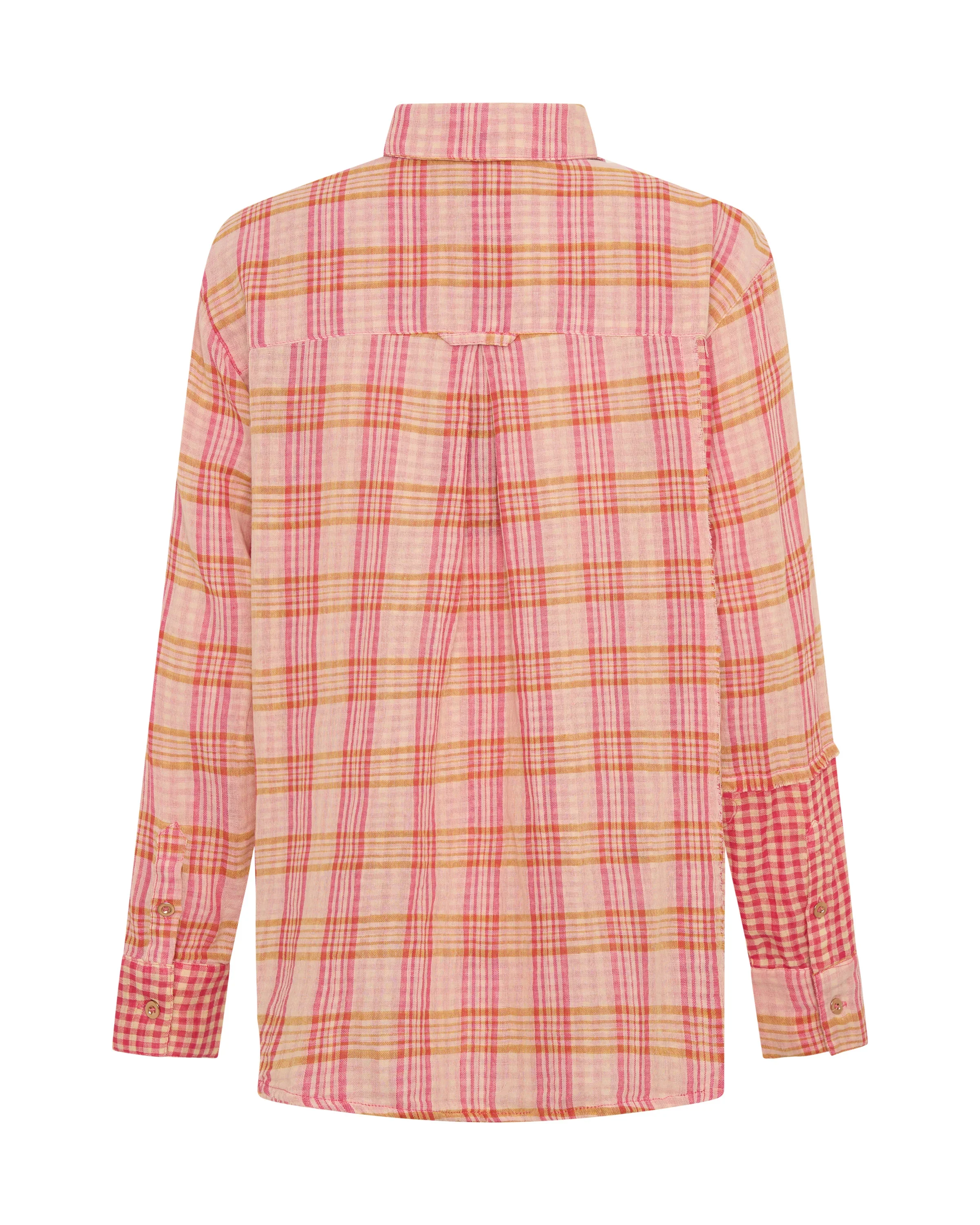 ONE TEASPOON Womens Flannel Checked Cotton Muslin Shirt in Pink Check - Image 14