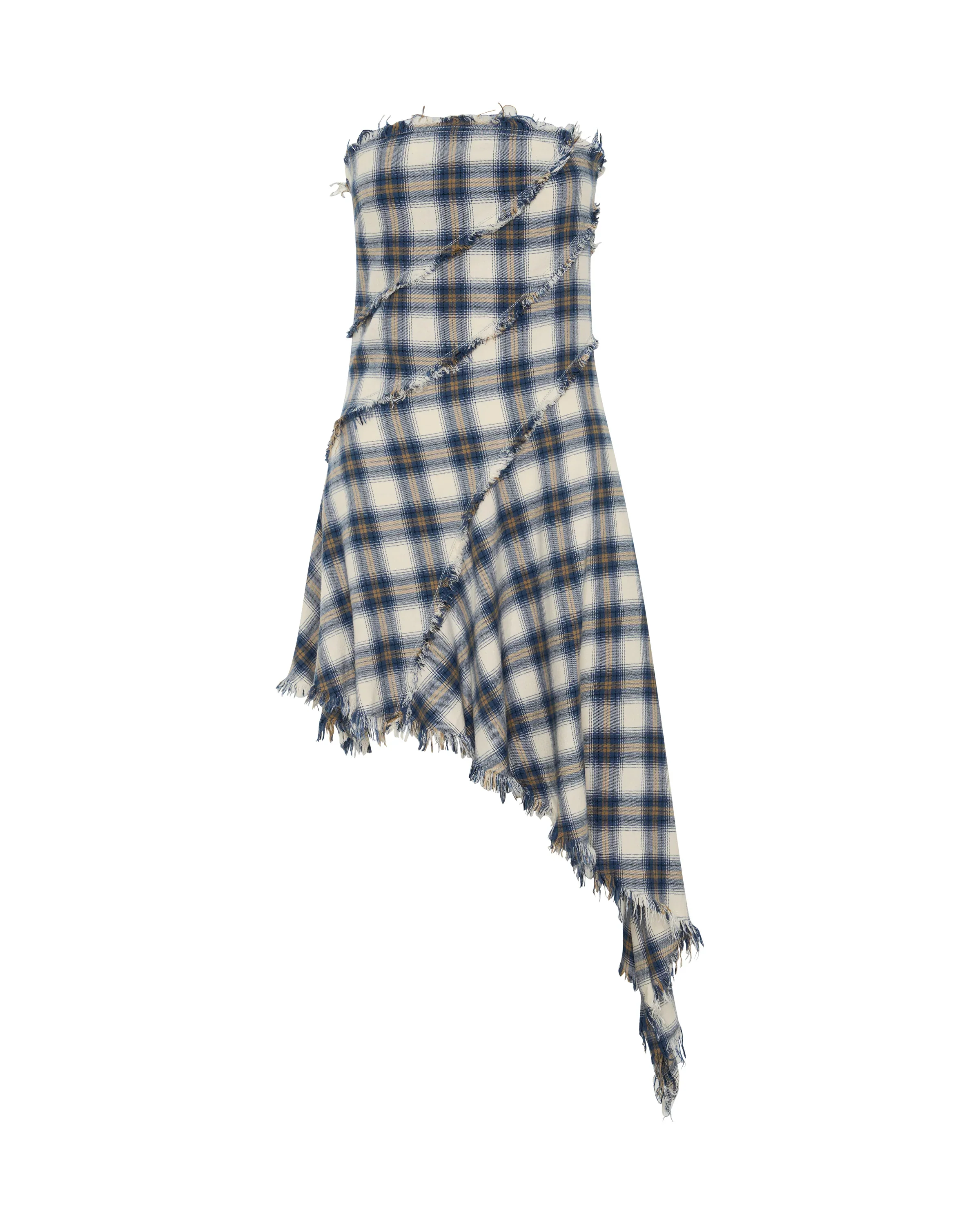 ONE TEASPOON Womens Heart Of Glass Asymmetrical Flannel Mini Dress in Blue & White Check - Image 12