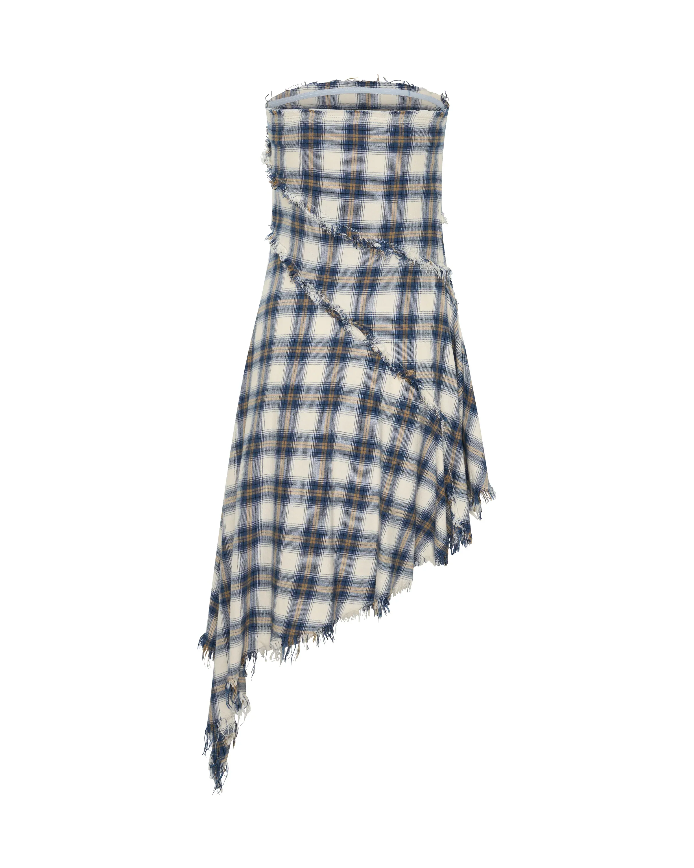 ONE TEASPOON Womens Heart Of Glass Asymmetrical Flannel Mini Dress in Blue & White Check - Image 13
