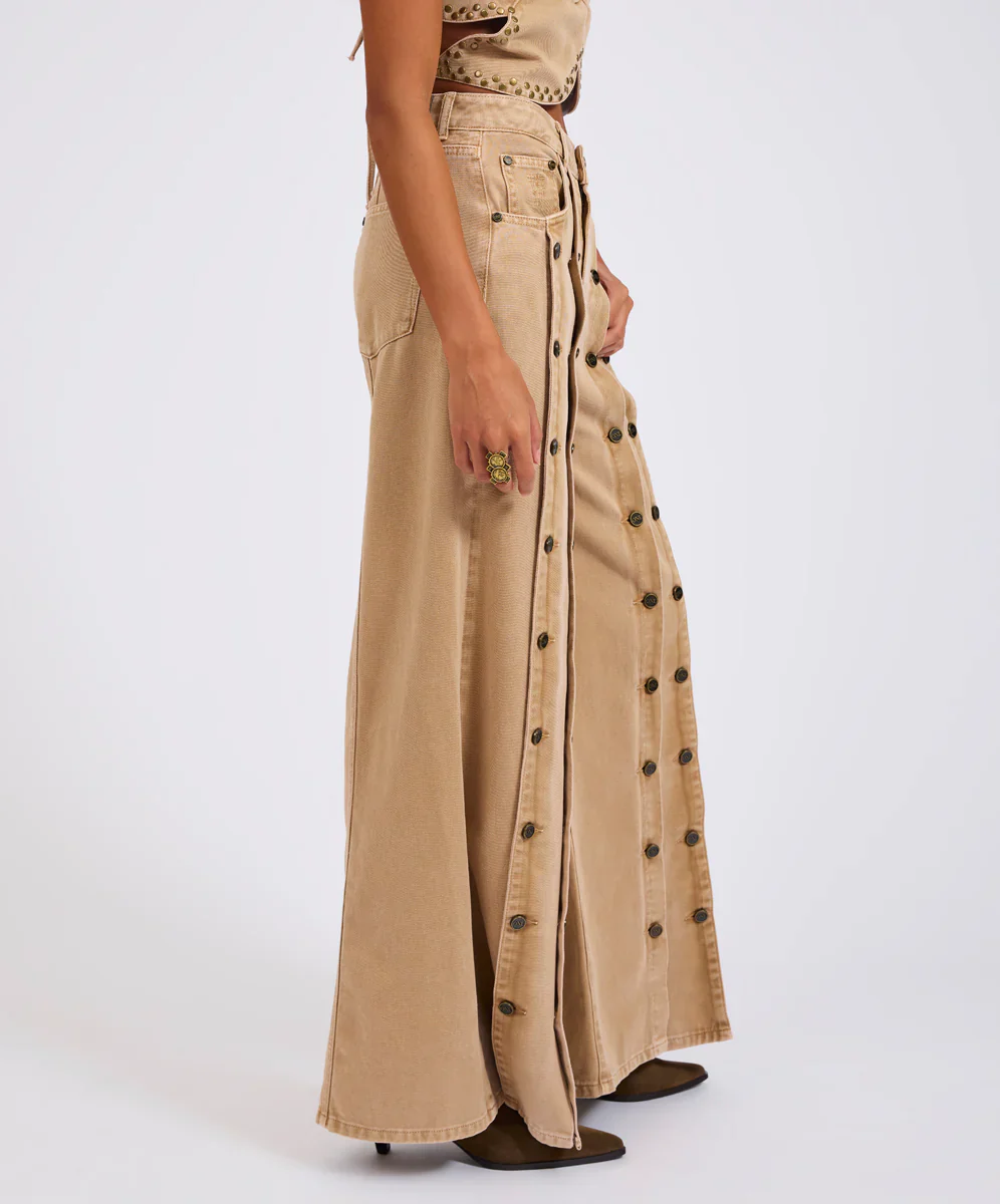 ONE TEASPOON Womens Hollywoods High Waist Wide Leg Denim Jeans in Warm Tan - Image 15
