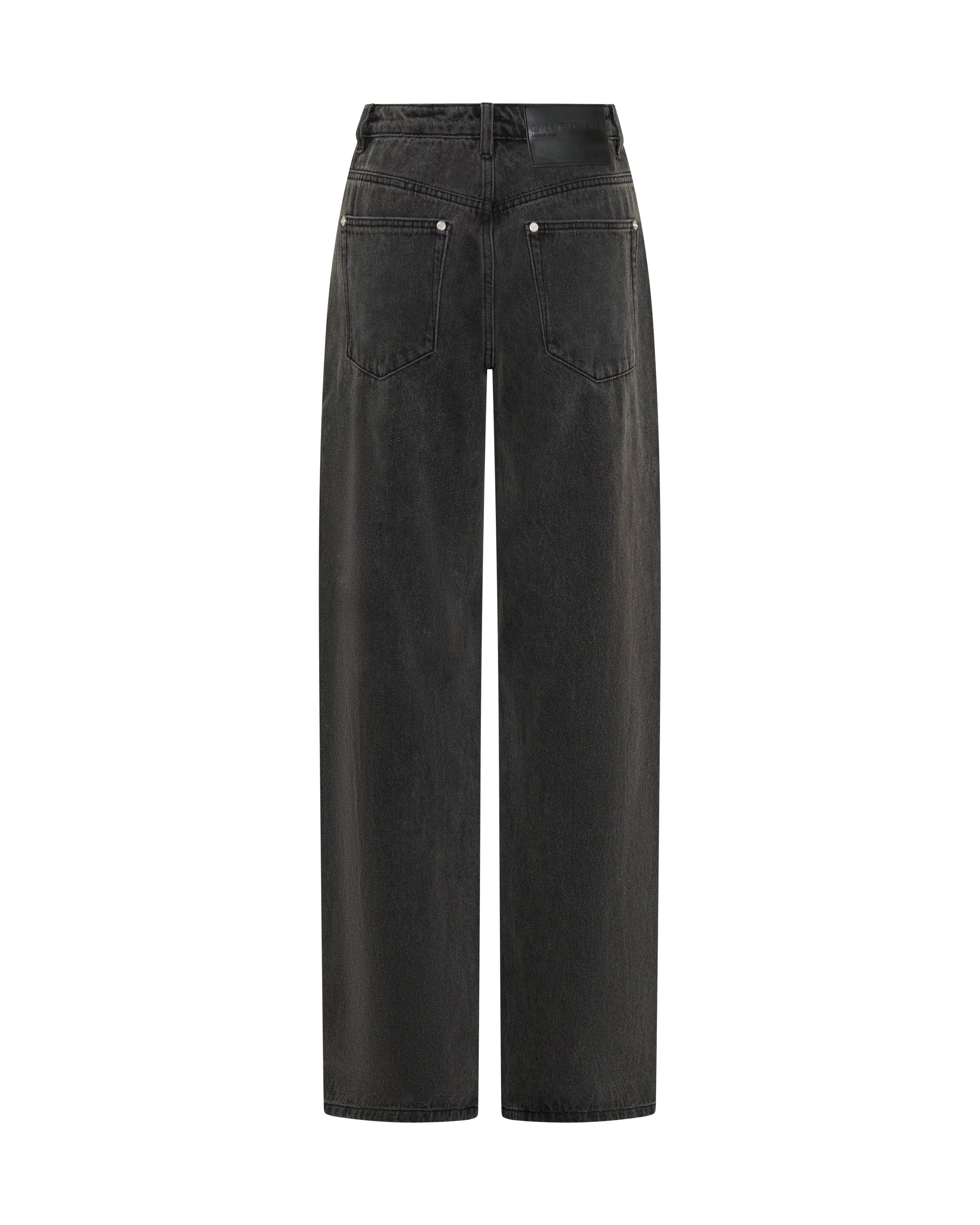 ONE TEASPOON Womens Jackson Mid Waist Wide Leg Studded Denim Jeans in Black - Image 12