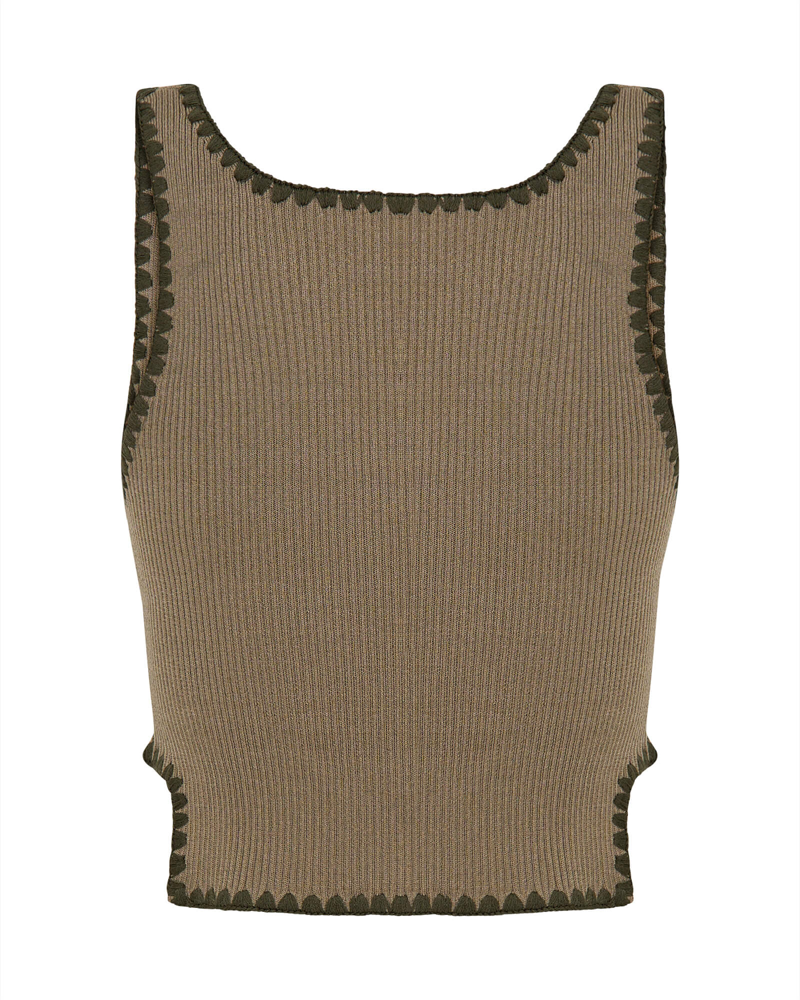 ONE TEASPOON Womens Knitted Scallop Tank - Khaki - Image 7