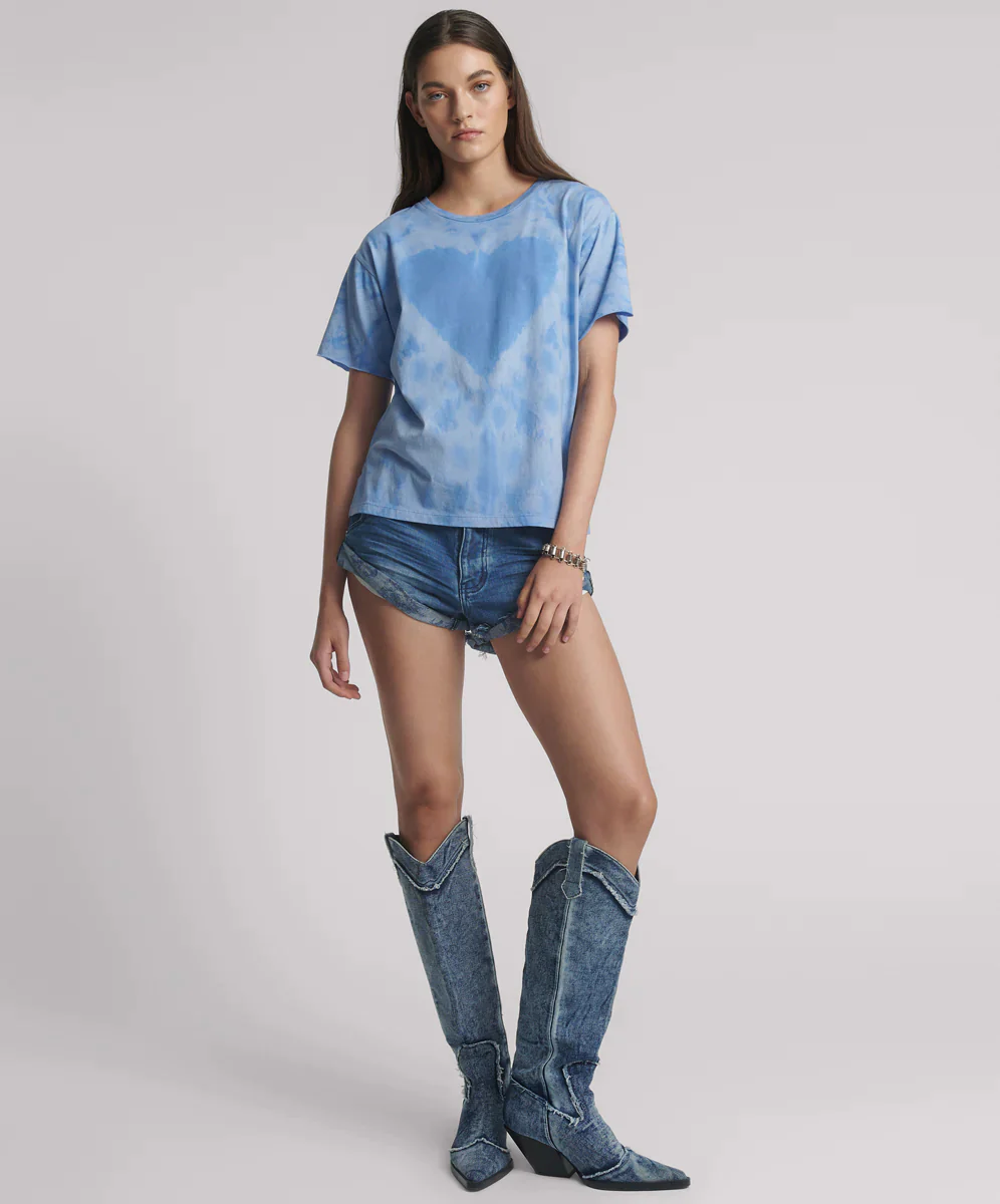 ONE TEASPOON Womens Love Sweat Split Hem Tee - Blue - Image 4
