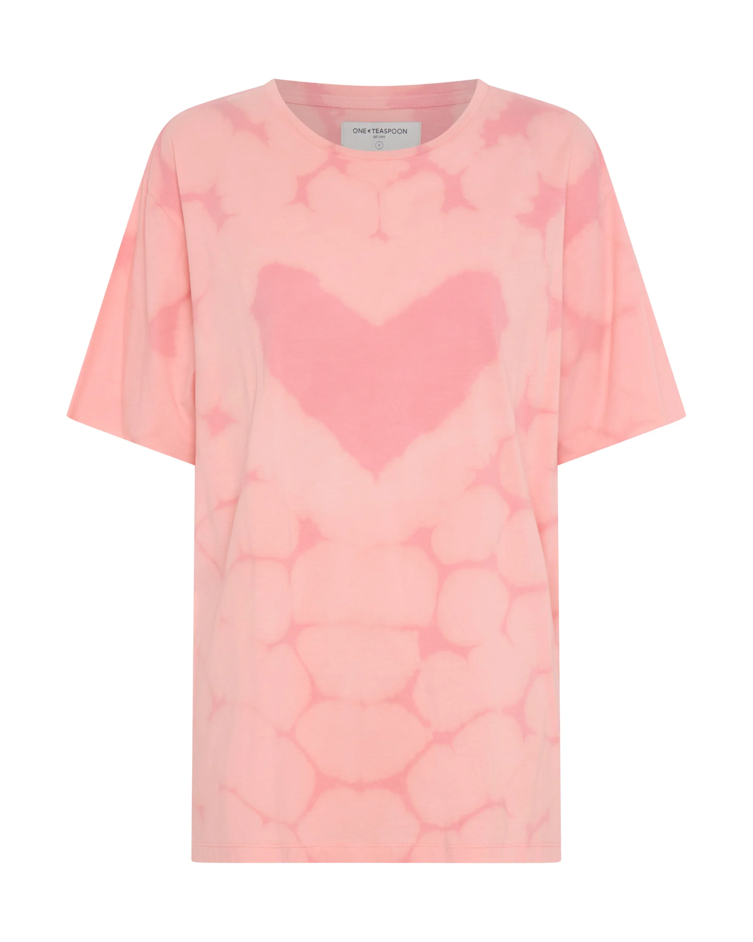 ONE TEASPOON Womens Love Sweat Tie Dye Boyfriend Tee - Pale Pink - Image 6
