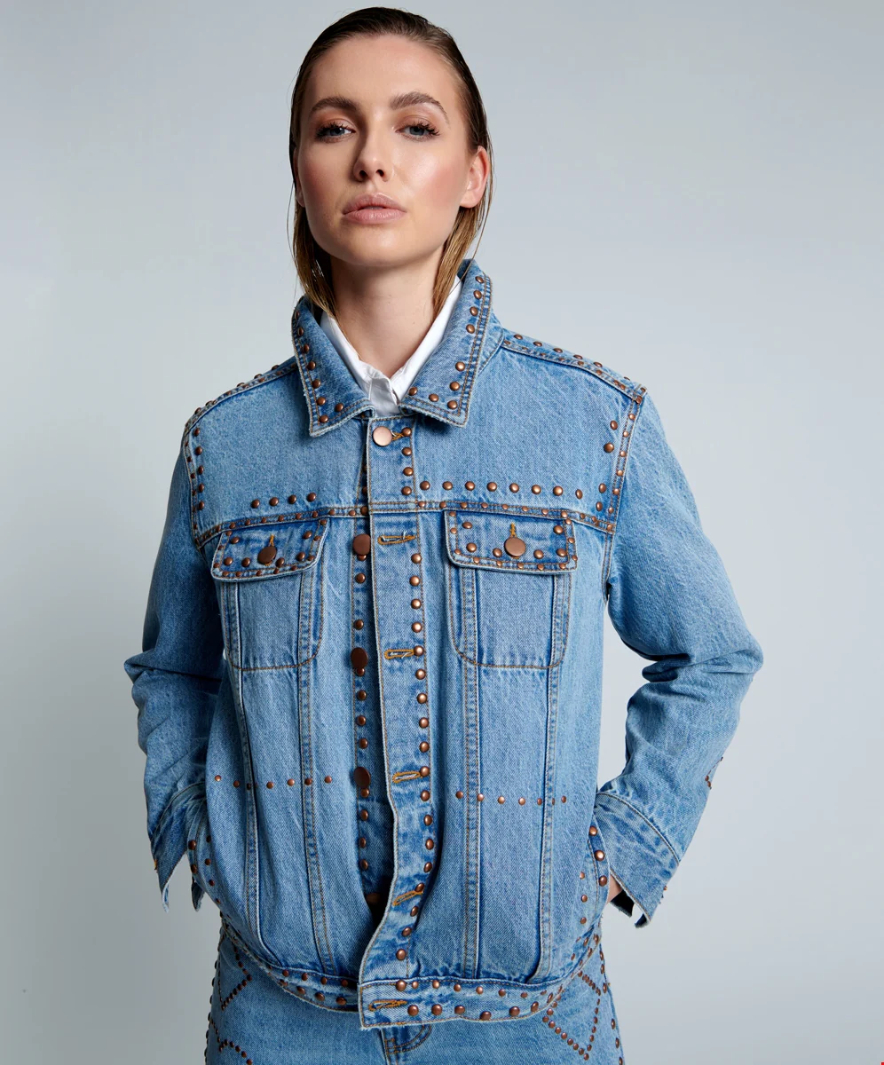 ONE TEASPOON Womens Lucky Bet Denim Trucker - Ocean - Image 10