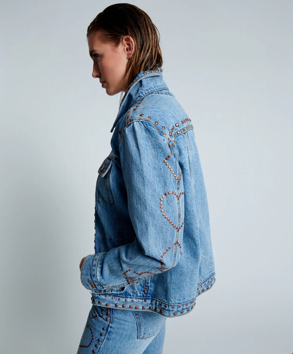 ONE TEASPOON Womens Lucky Bet Denim Trucker - Ocean - Image 4