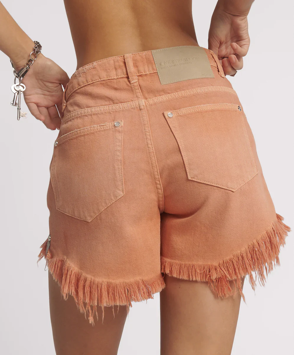 ONE TEASPOON Womens Malta Bonitas High Waist Denim Shorts - Orange - Image 6
