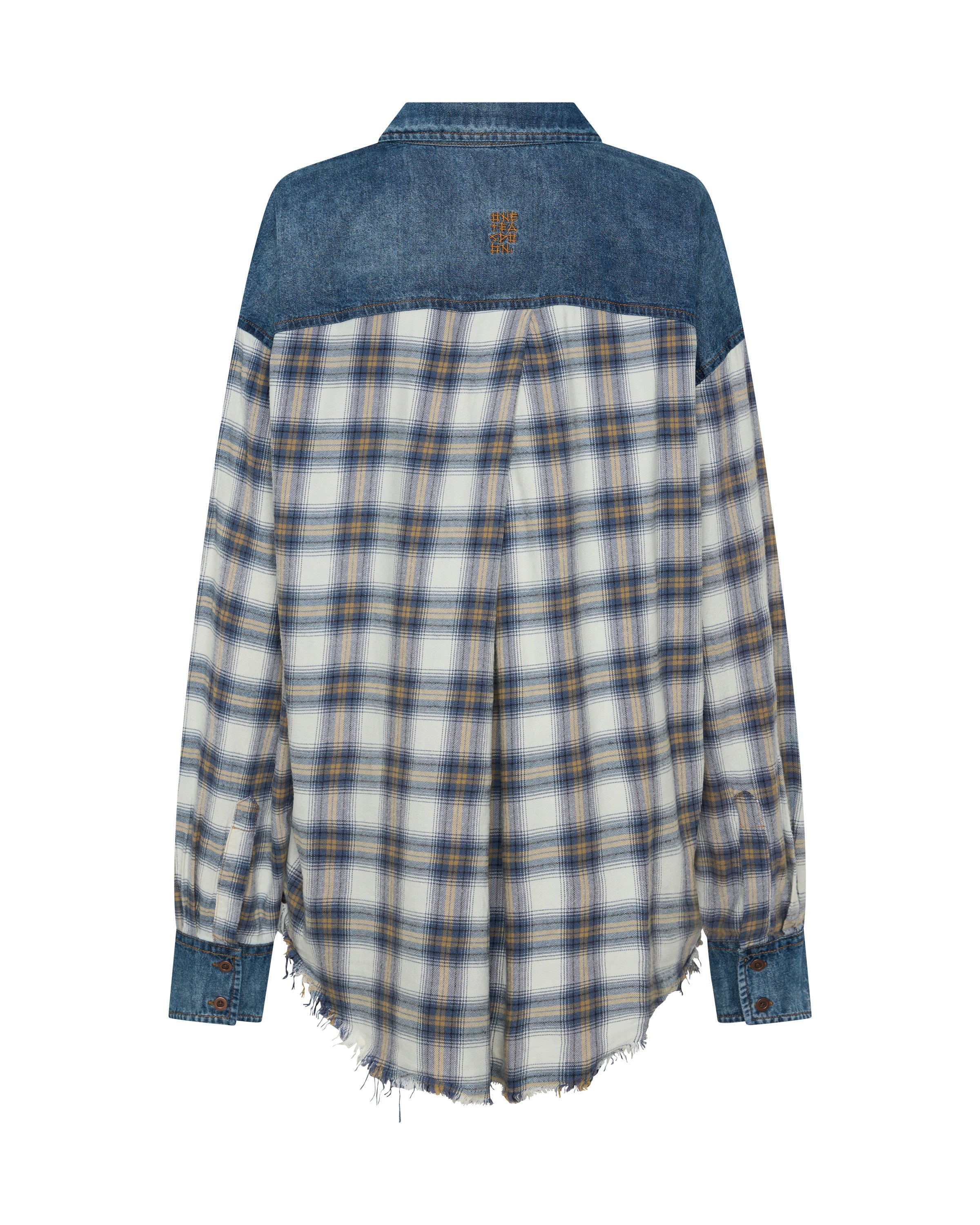 ONE TEASPOON Womens Oversized Flannel Shirt in Blue & White Check - Image 13