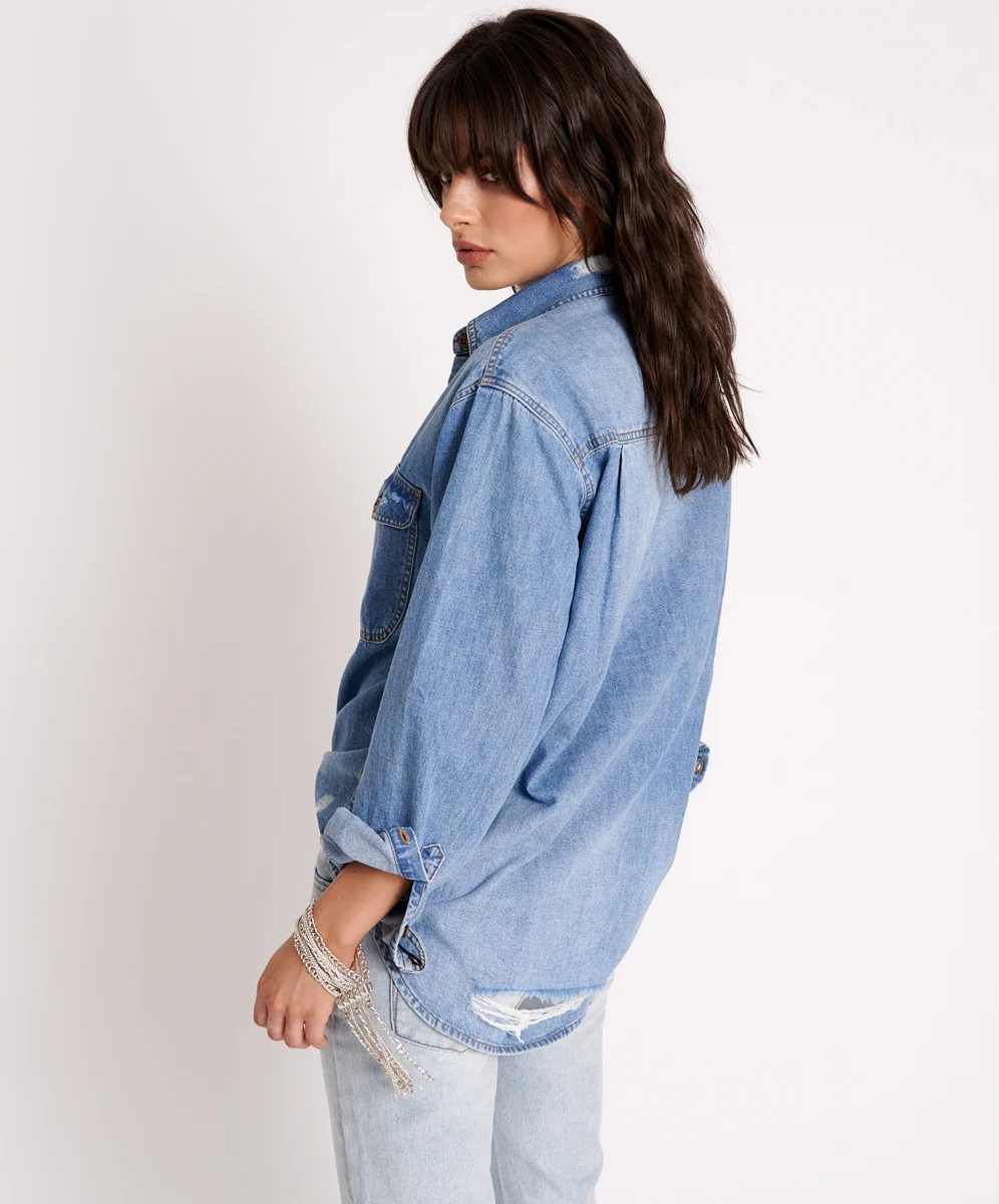 ONE TEASPOON Womens Pacifica Classic Everyday Denim Shirt - Image 6