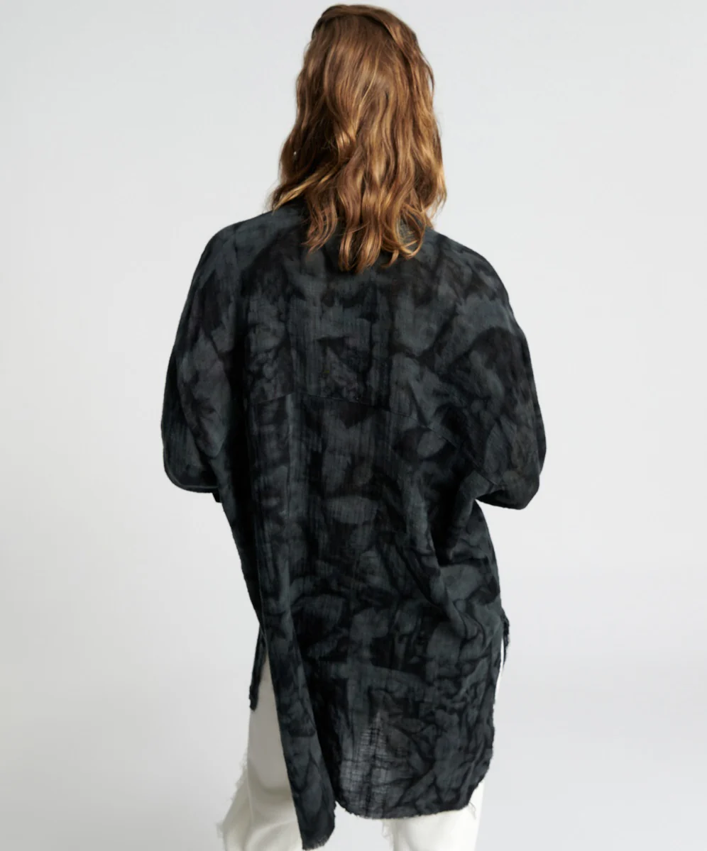 ONE TEASPOON Womens Resonance Muslin Longline Shirt Black Ink - Image 3