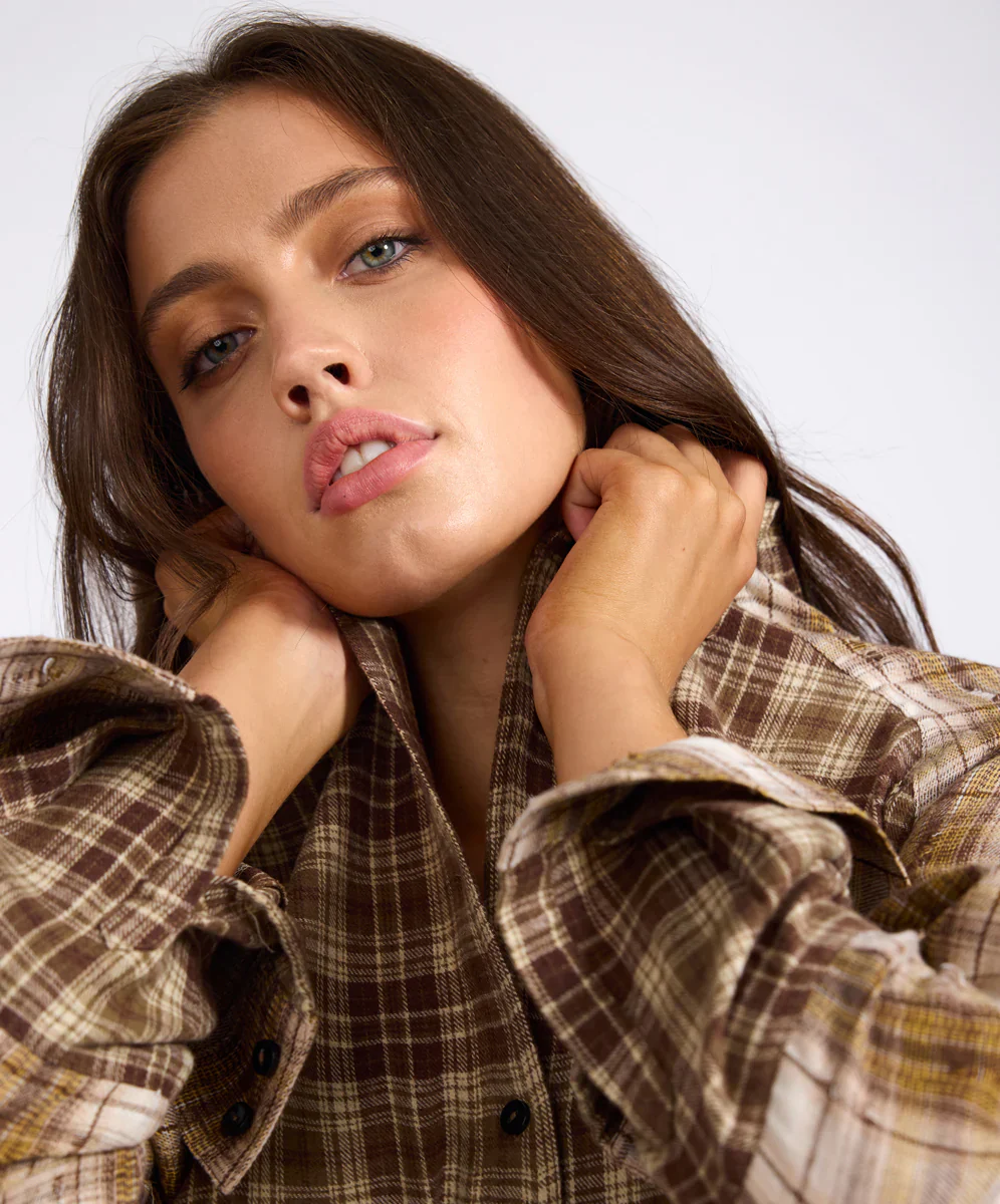 ONE TEASPOON Womens Rodeo Rust Patchwork Flannel Shirt in Brown - Image 2
