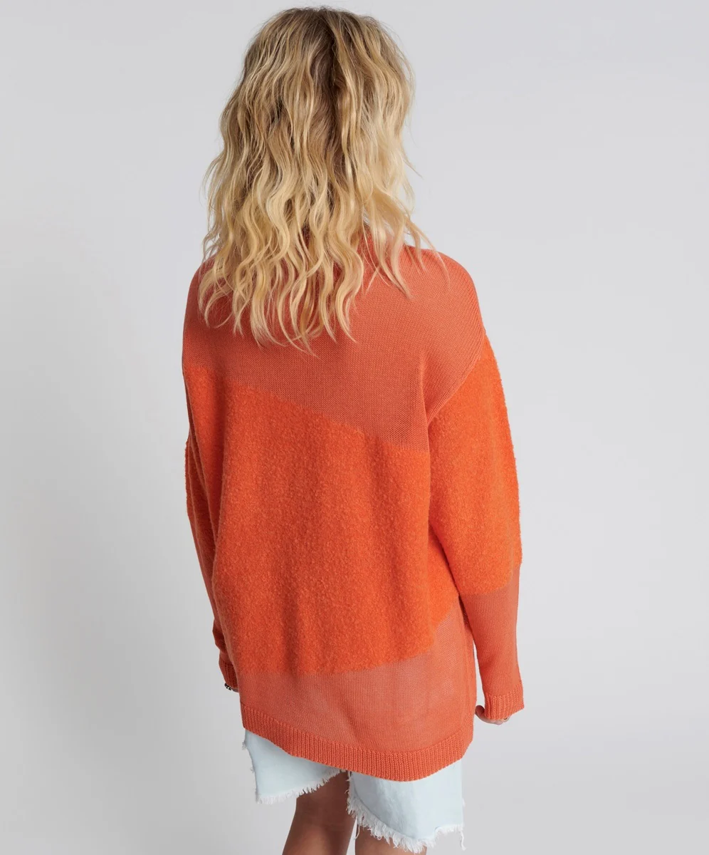 ONE TEASPOON Womens Shattered Crew Neck Sweater Orange - Image 6