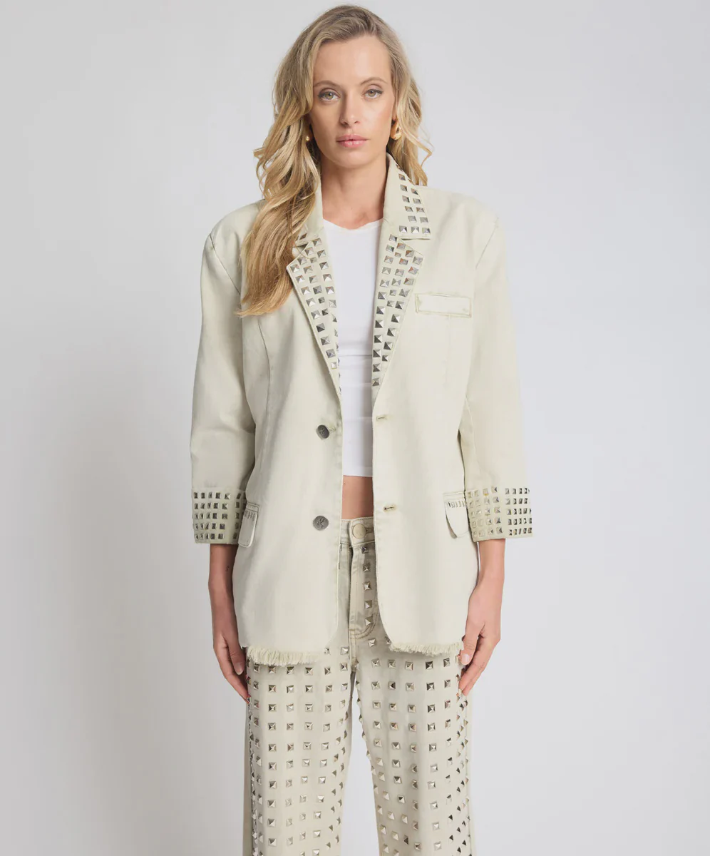 ONE TEASPOON Womens Silver Storm Studded Blazer in Antique Khaki