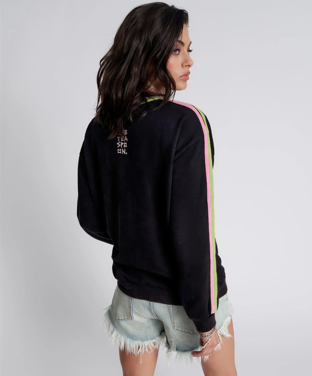 ONE TEASPOON Womens So Sporty One Teaspoon Logo Sweater Black Acid - Image 4