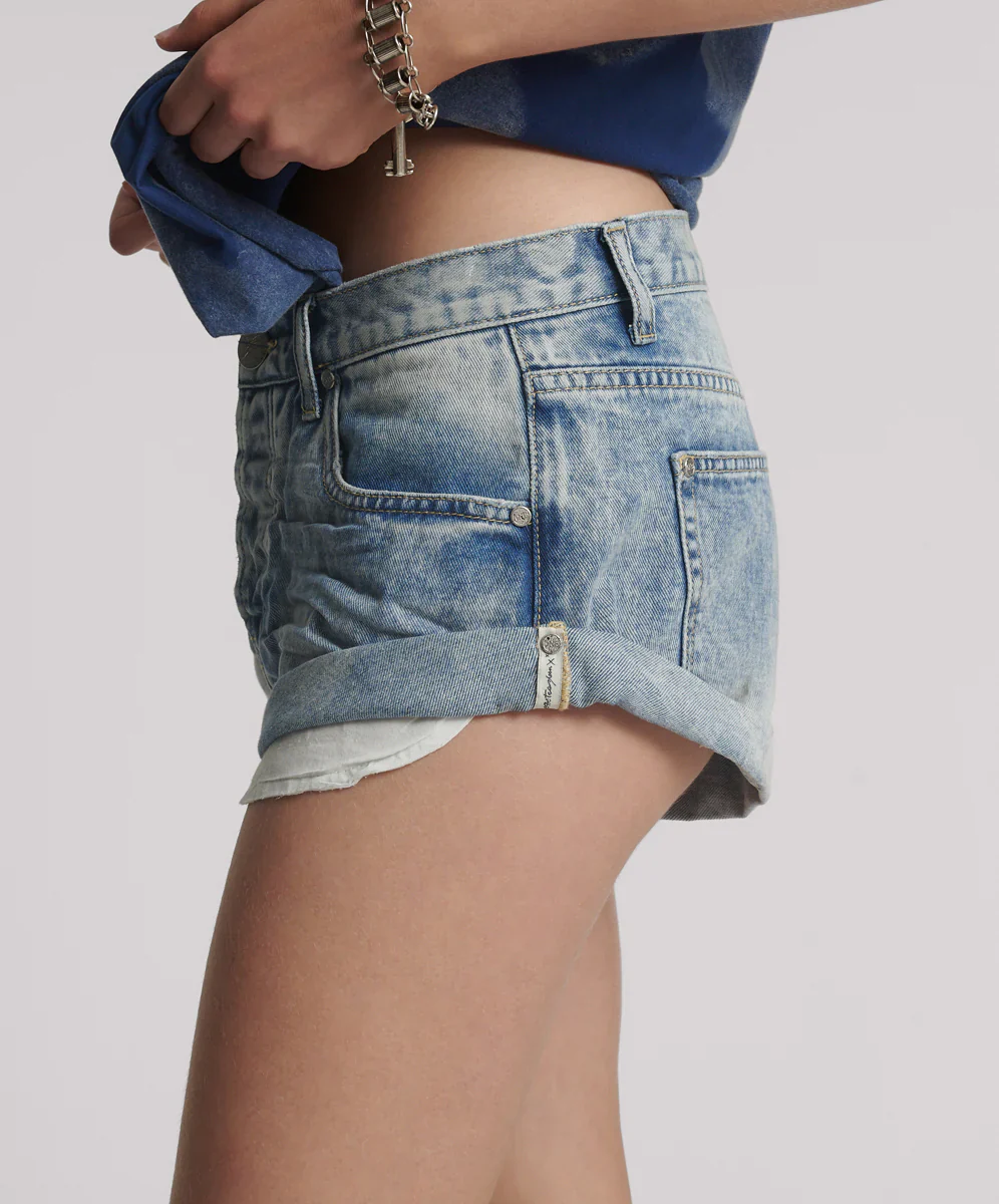 ONE TEASPOON Womens Sunset Blue Bandits Low Waist Denim Shorts - Sunset Blue - Image 6