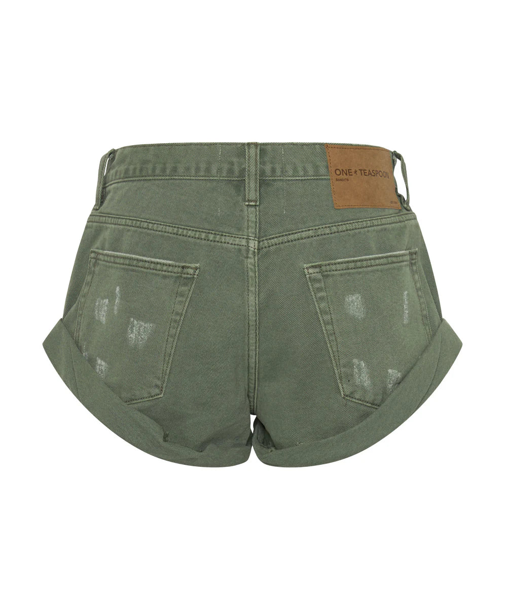 ONE TEASPOON Womens Super Khaki Bandits Low Waist Denim Short - Image 13