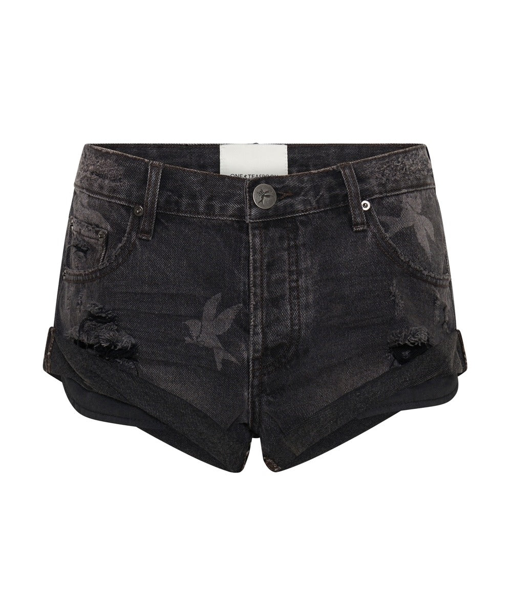 ONE TEASPOON Womens The Bower Bandits Low Waist Denim Short Black - Image 8