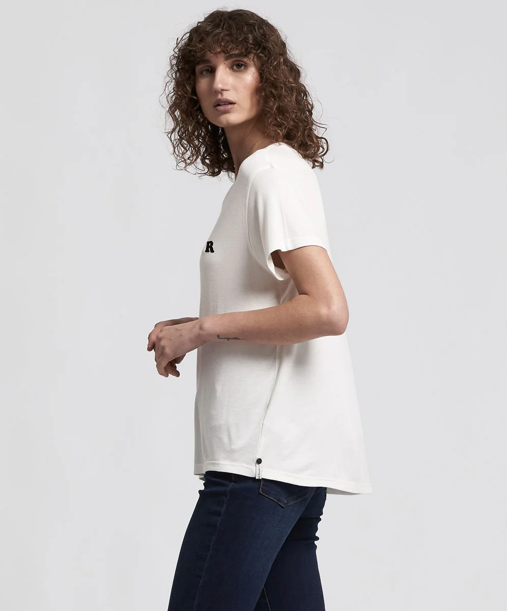 OneTeaspoon WOMENS  BAMBOO TOSSER TEE OFF WHITE - Image 4