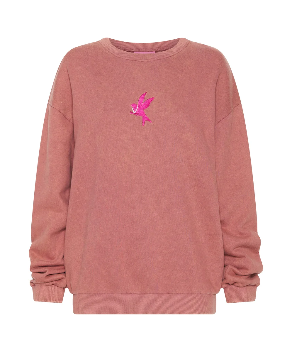 OneTeaspoon WOMENS BOWER BIRD LOGO SWEATER - WASHED PINK - Image 6