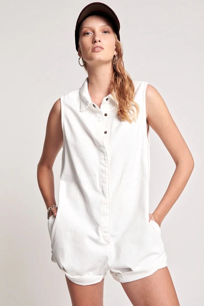 OneTeaspoon WOMENS MINI BRAXTON UTILITY PLAYSUIT  - WHITE - Image 3