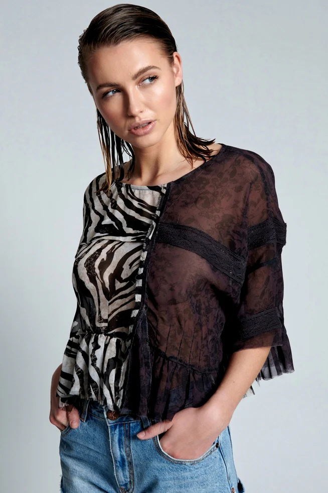 ONETEASPOON Womens Ripple Night Dance Top - Multi Print