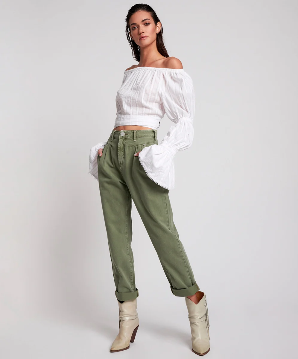 OneTeaspoon WOMENS SUMMER NIGHTS  LONG SLEEVE CROP TOP - WHITE - Image 7