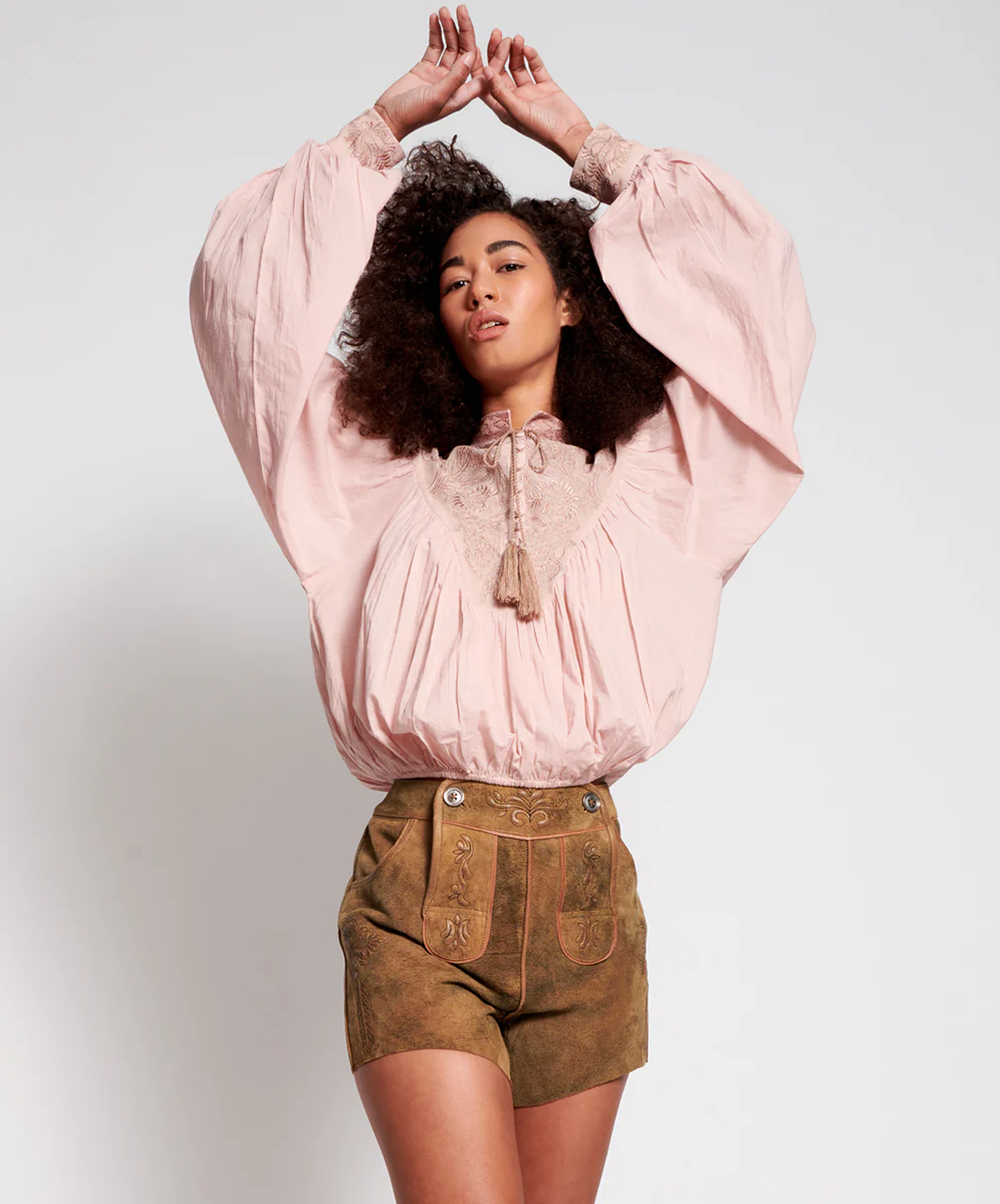 OneTeaspoon WOMENS VINTAGE PINK EMBROIDERED GYPSY TOP - VINTAGE PINK - Image 3