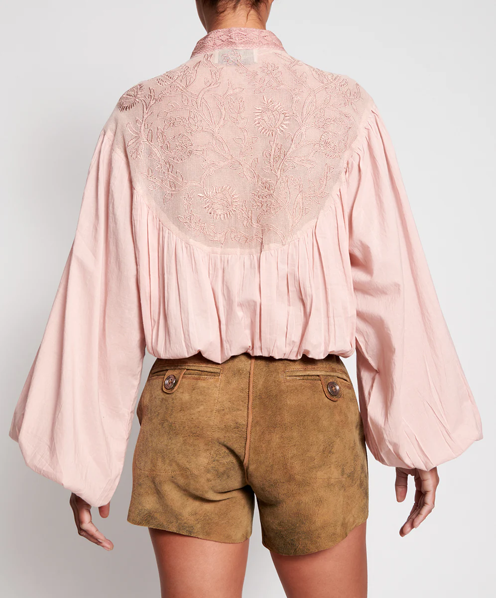 OneTeaspoon WOMENS VINTAGE PINK EMBROIDERED GYPSY TOP - VINTAGE PINK - Image 4