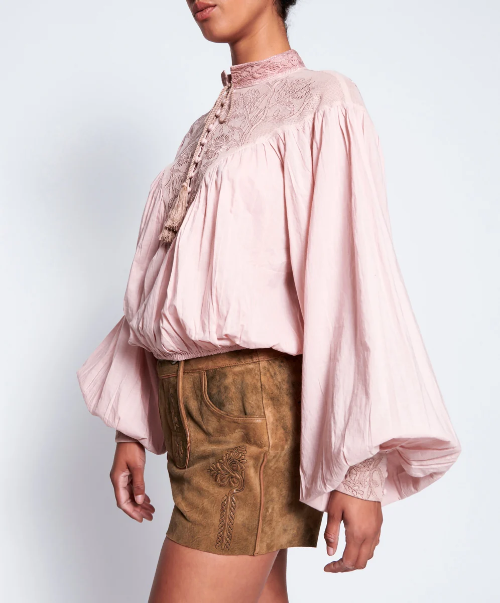 OneTeaspoon WOMENS VINTAGE PINK EMBROIDERED GYPSY TOP - VINTAGE PINK - Image 7