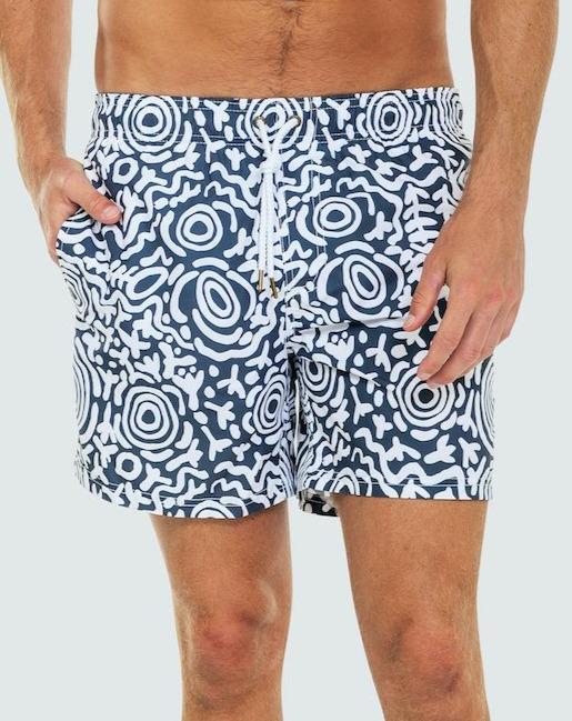 Ortc MENS NGARRINDJERI DREAMING SWIM SHORTS - BLUE WHITE - Image 8