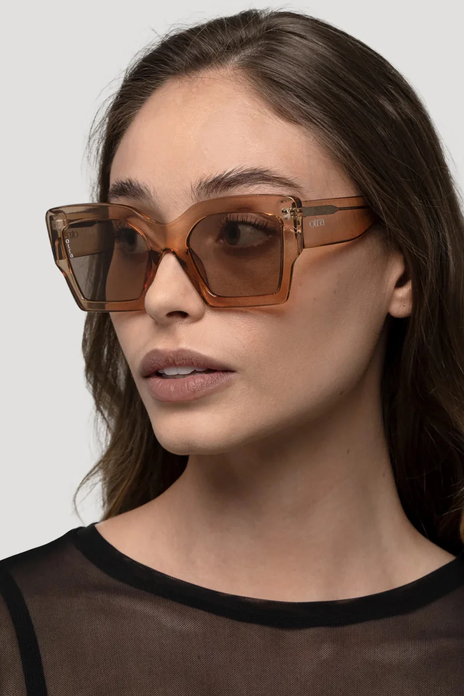 OTRA EYEWEAR Pipa Sunglasses- Transparent Gold/ Brown - Image 2