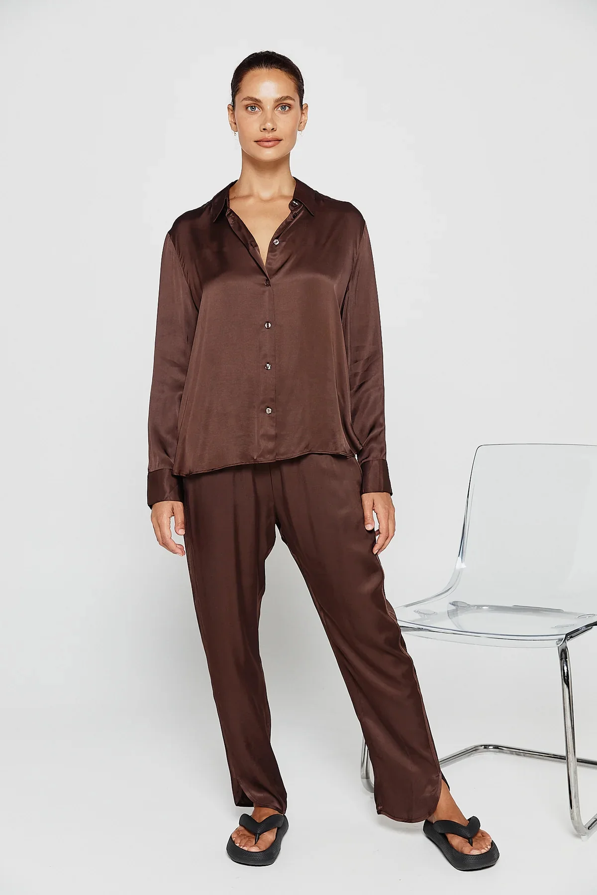 PIPPA THE LABEL Womens Lennox Shirt Chocolate - Image 6