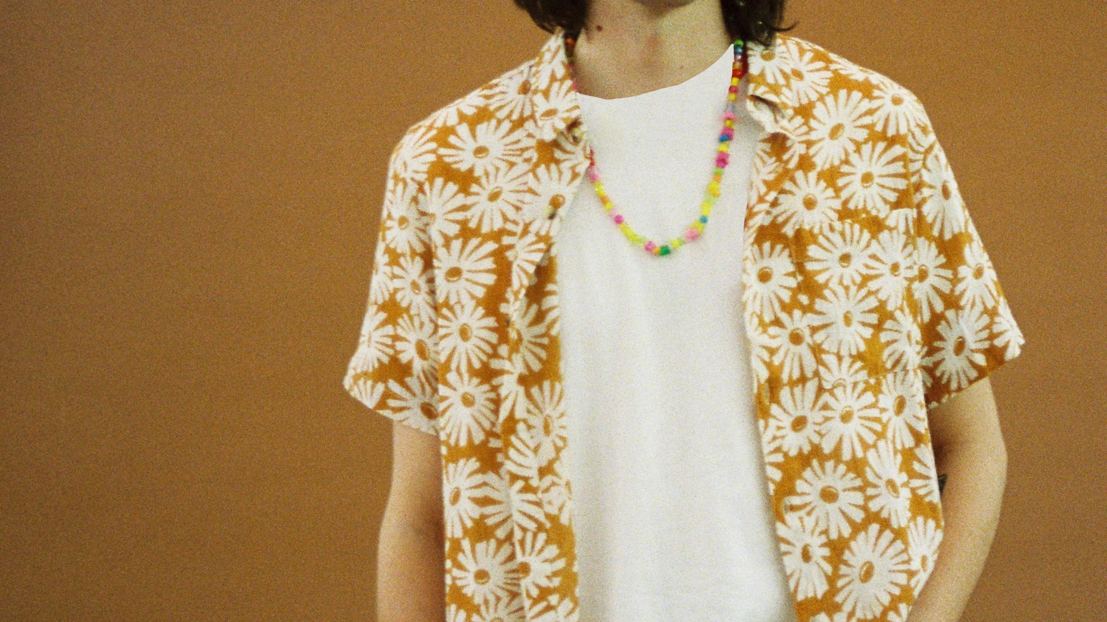 ROLLAS Mens Bon Flower Short Sleeve Shirt Gold - Image 3