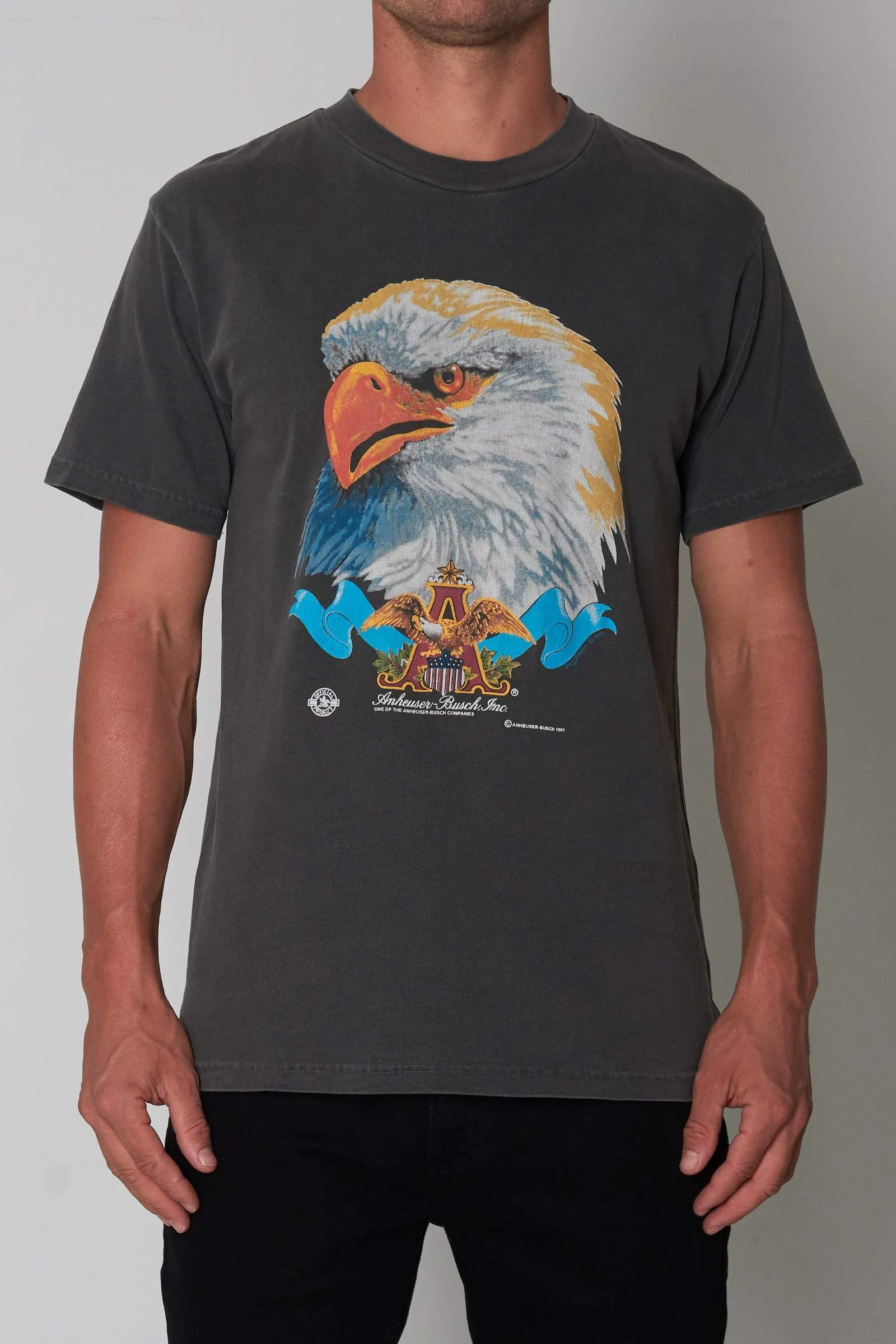 Rollas MENS BUD EAGLE HEAD TEE - WASHED BLACK
