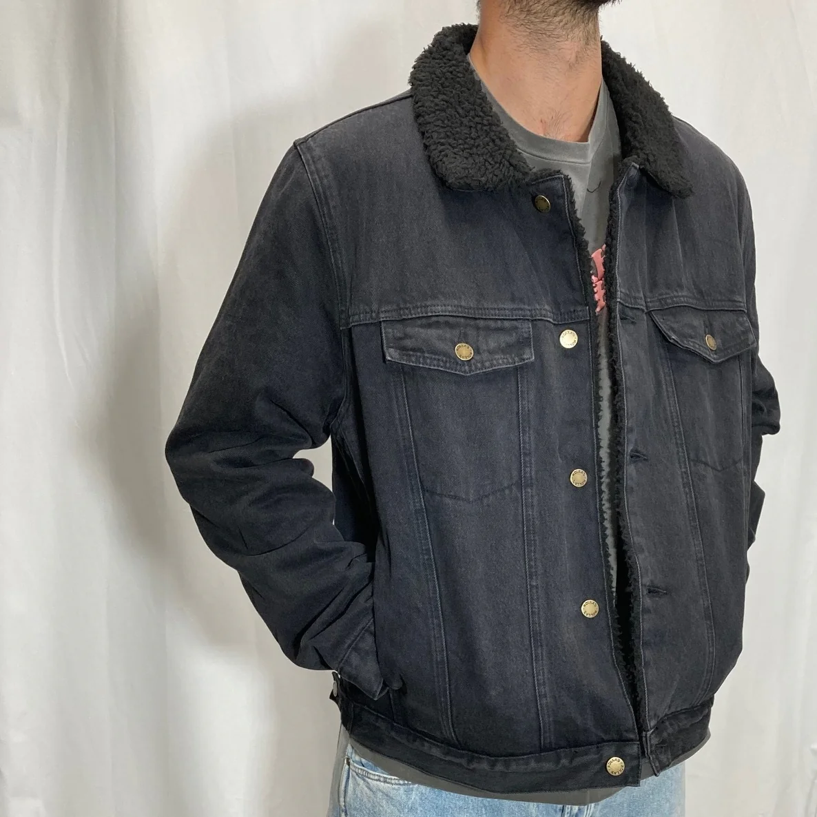 Rollas MENS DENIM SHERPA - WASHED BLACK - Image 4