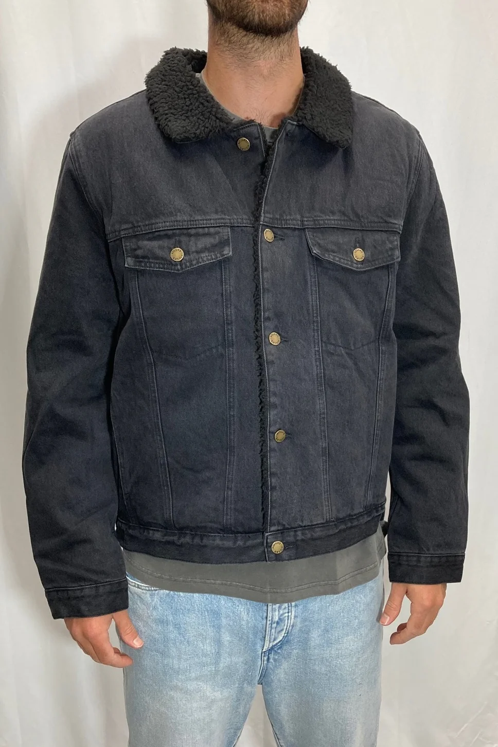 Rollas MENS DENIM SHERPA - WASHED BLACK - Image 5