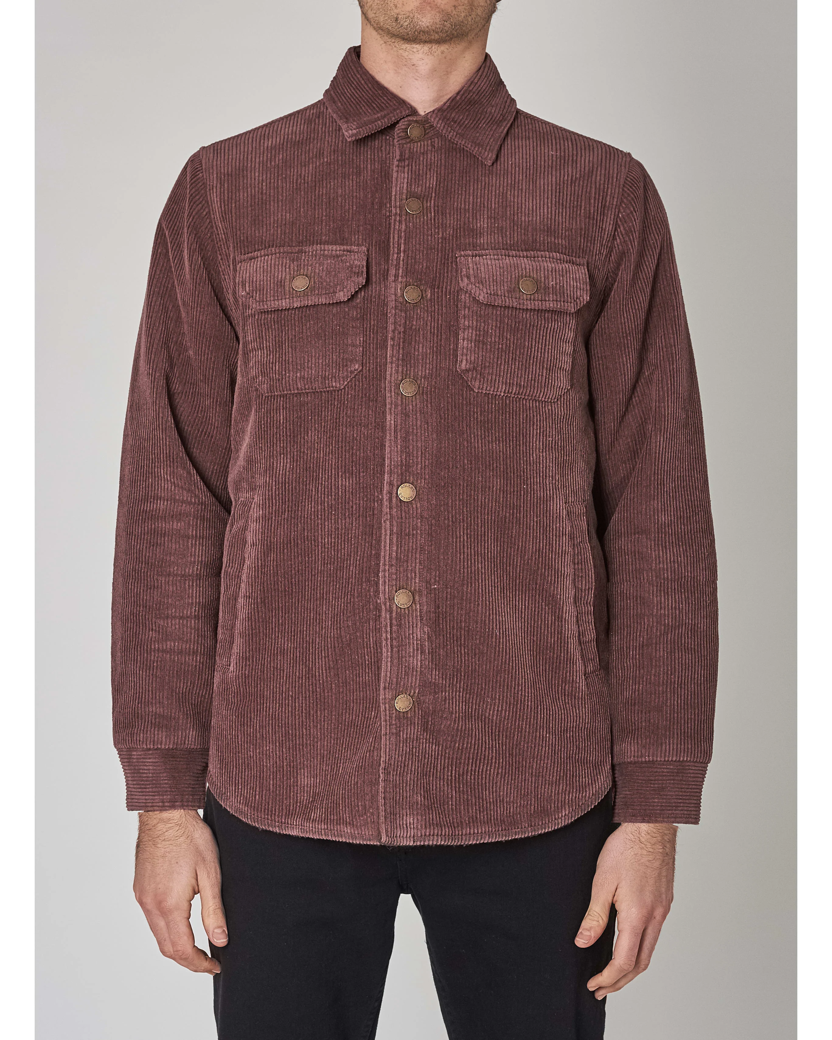 ROLLAS Mens Men At Work Cord Shacket Brown Cord - Image 3