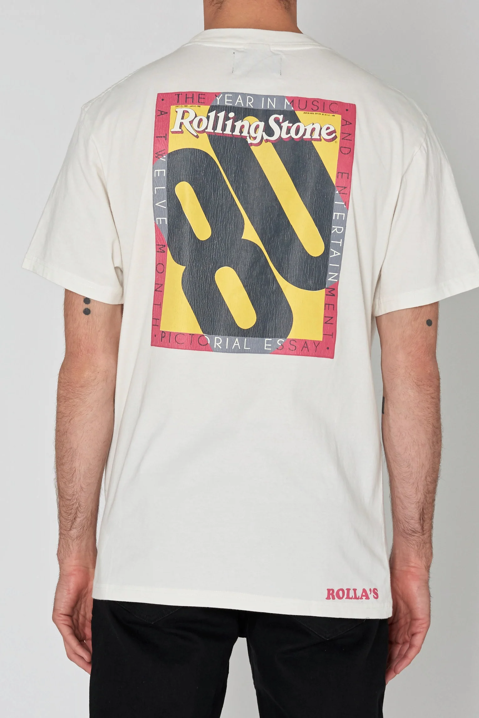 ROLLAS Mens Rolling Stone 80 Cover Tee - Vintage White
