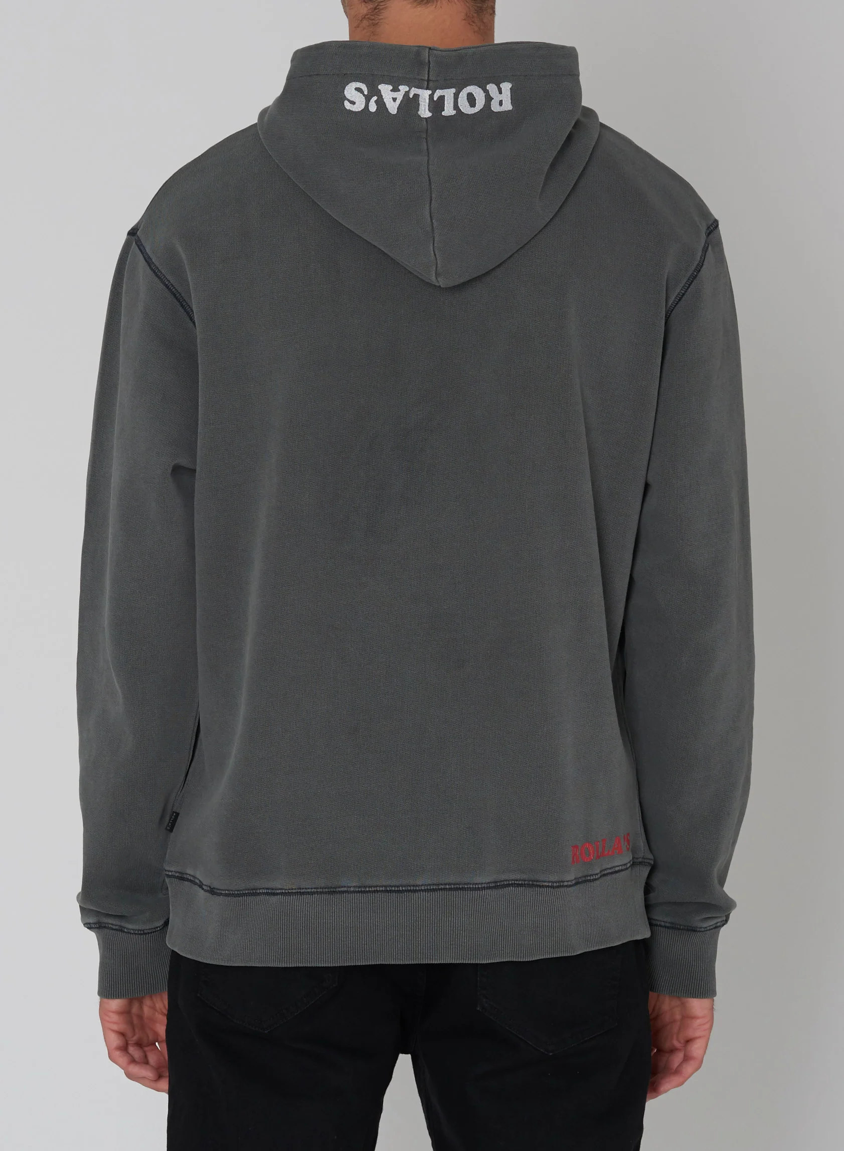ROLLAS Mens Rolling Stone Hoodie - Washed Black - Image 3