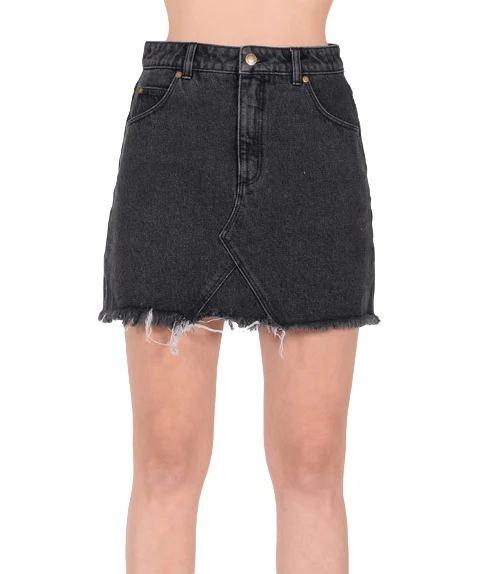 Rollas WOMENS CLAUDIA DENIM SKIRT BLACK STEEL - Image 2