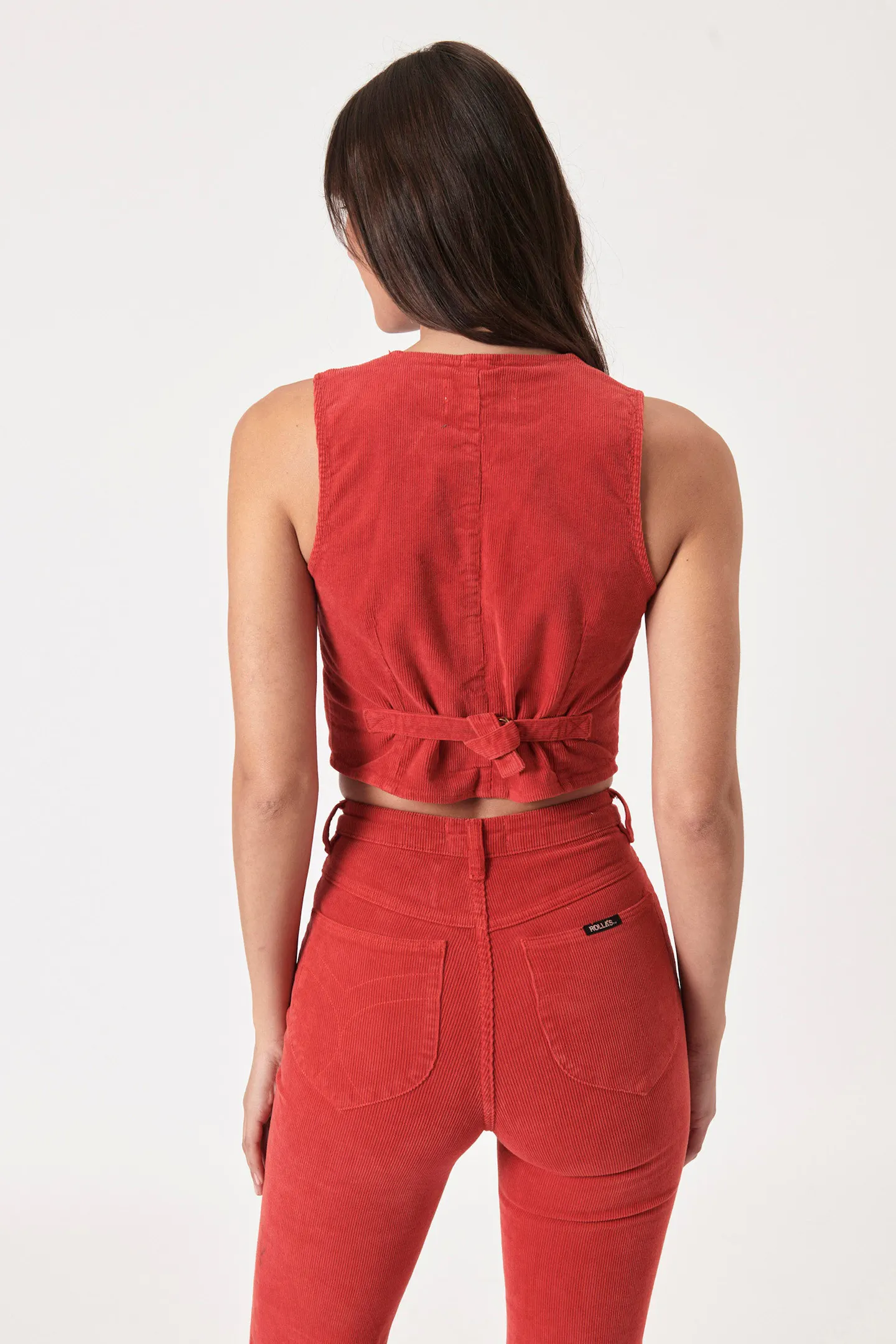 ROLLAS Womens Dallas Cord Vest Scarlet Cord - Image 4